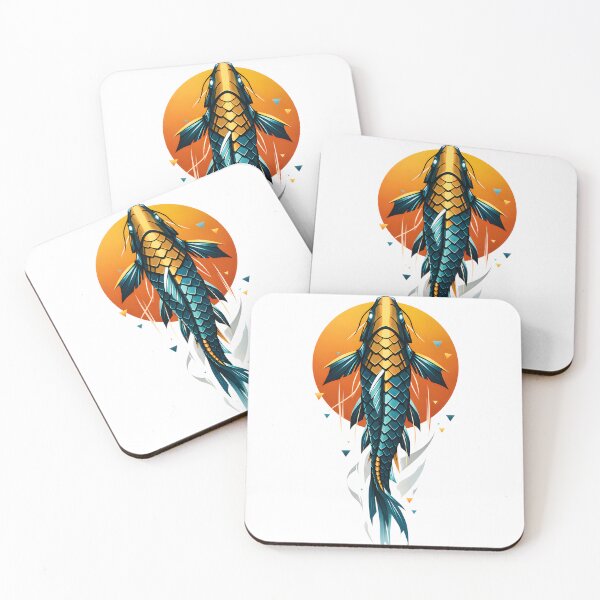 Item preview, Flow Above Cyber Koi Fish Art - Resistance Creates Motion Urban Streetwear - Japanese Aesthetic Neon Orange & Teal Blue Zen Animal Graphic for Men Women - Modern Minimalist Nature Rebellion Design designed and sold by Vivaan Studio.