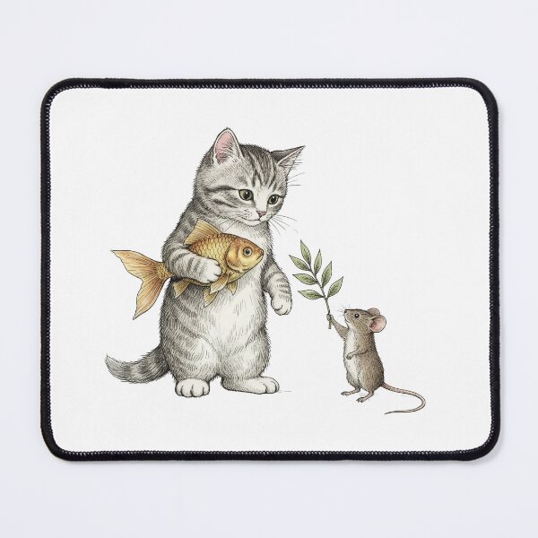 Item preview, Curious Kitten with Fish Toy and Little Mouse Friend designed and sold by TeeARTHY.