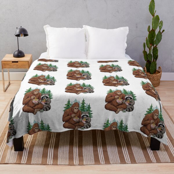 Item preview, Bigfoot and Raccoon Eating Ramen in the Forest designed and sold by TeeARTHY.