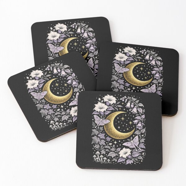 Item preview, Golden Crescent Moon Floral Wreath – Celestial Cottagecore Moon, Moth, Flowers & Stars Aesthetic designed and sold by LunarStillCo.