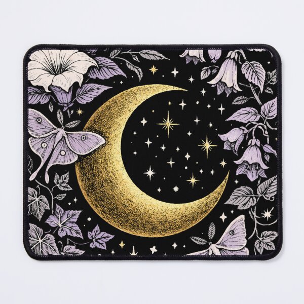 Item preview, Golden Crescent Moon Floral Wreath – Celestial Cottagecore Moon, Moth, Flowers & Stars Aesthetic designed and sold by SasmitaStudioCo.