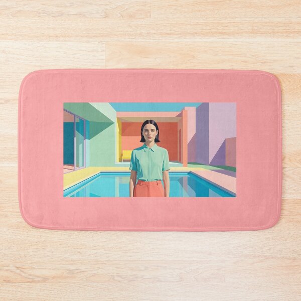 Item preview, Wes Anderson Aesthetic Woman | Pastel Architecture & Pool Illustration | Retro Minimalist Art designed and sold by SergioMiklos.