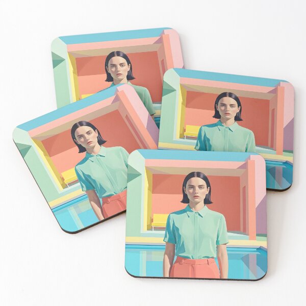 Item preview, Wes Anderson Aesthetic Woman | Pastel Architecture & Pool Illustration | Retro Minimalist Art designed and sold by SergioMiklos.