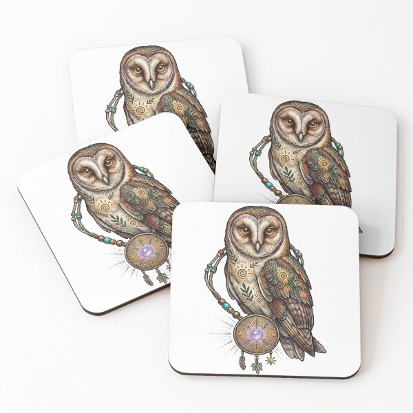 Item preview, Barn Owl with Dreamcatcher and Celestial Moon Ornament designed and sold by TeeARTHY.
