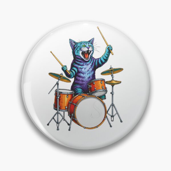 Item preview, Cat Playing Drums, Retro Animal Playing Instrument, Music 90s, Drums Gifts, Cat Funny designed and sold by DesignDenDo ⭐⭐⭐⭐⭐.