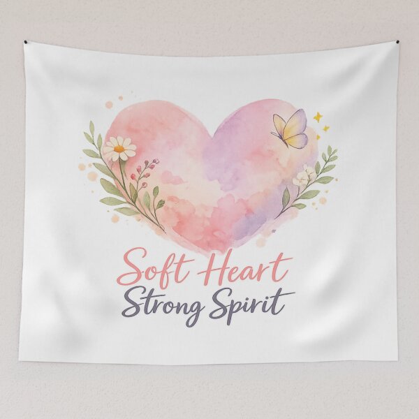 Item preview, Soft Heart, Strong Spirit – Watercolor Inspirational Quote Aesthetic Design designed and sold by StickyDelights.