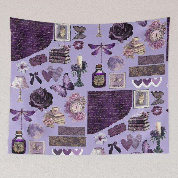 Item preview, Purple Dark Academia Aesthetic Collage | Vintage Gothic Floral & Butterfly Design designed and sold by lilacWhim.