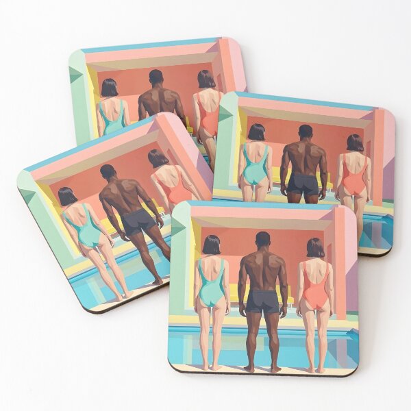 Item preview, Wes Anderson Style Summer Trio | Pastel Symmetry Poolside Art | Retro Minimalist Architecture designed and sold by SergioMiklos.