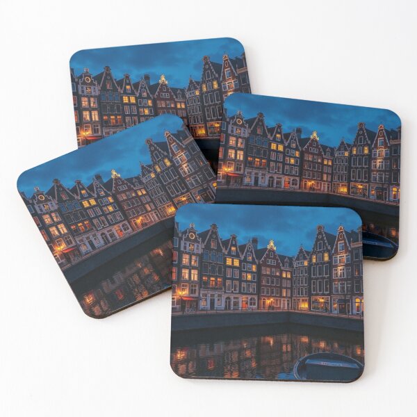 Item preview, Amsterdam Canal Houses at Twilight Glow designed and sold by Vida e Arte.