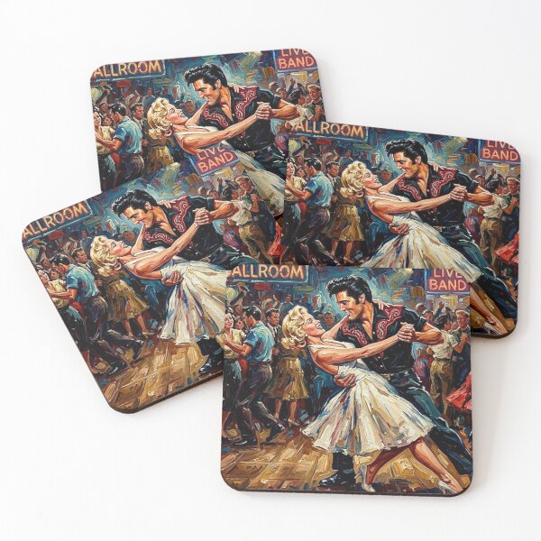Item preview, The Ballroom Kings: Elvis & Marilyn Dance Hall Impasto Portrait designed and sold by Art's Diner.
