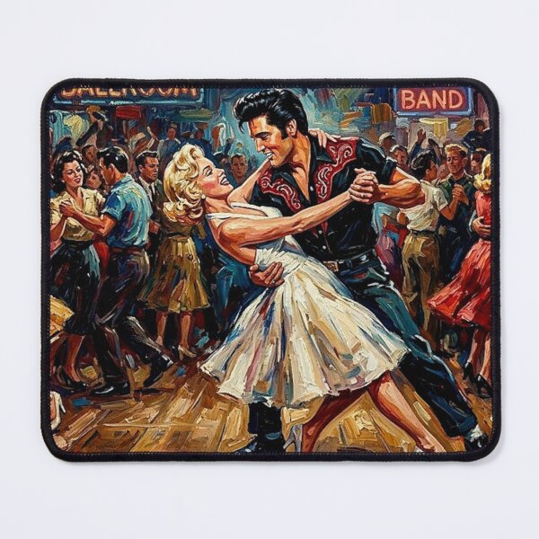 Item preview, The Ballroom Kings: Elvis & Marilyn Dance Hall Impasto Portrait designed and sold by Art's Diner.
