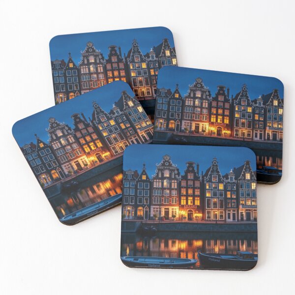Item preview, Amsterdam Canal Houses Reflections at Dusk designed and sold by Vida e Arte.