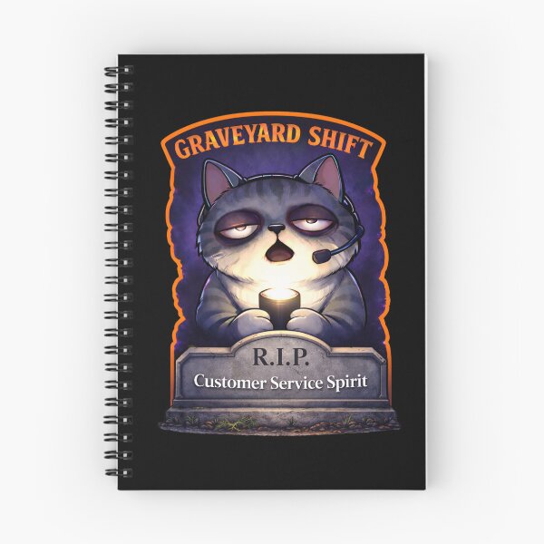 Item preview, Graveyard Shift RIP Customer Service Spirit Funny Night Shift Cat designed and sold by Mindworx21.