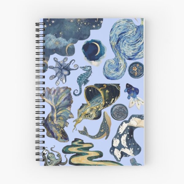 Item preview, Celestial Ocean Aesthetic Collage | Cosmic Sea Creatures Moon & Stars Design designed and sold by lilacWhim.