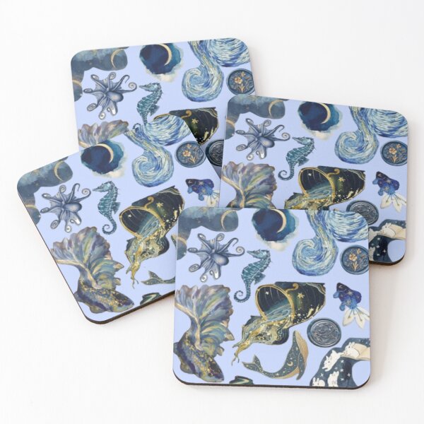 Item preview, Celestial Ocean Aesthetic Collage | Cosmic Sea Creatures Moon & Stars Design designed and sold by lilacWhim.