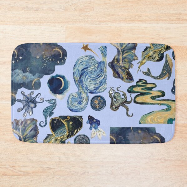 Item preview, Celestial Ocean Aesthetic Collage | Cosmic Sea Creatures Moon & Stars Design designed and sold by lilacWhim.
