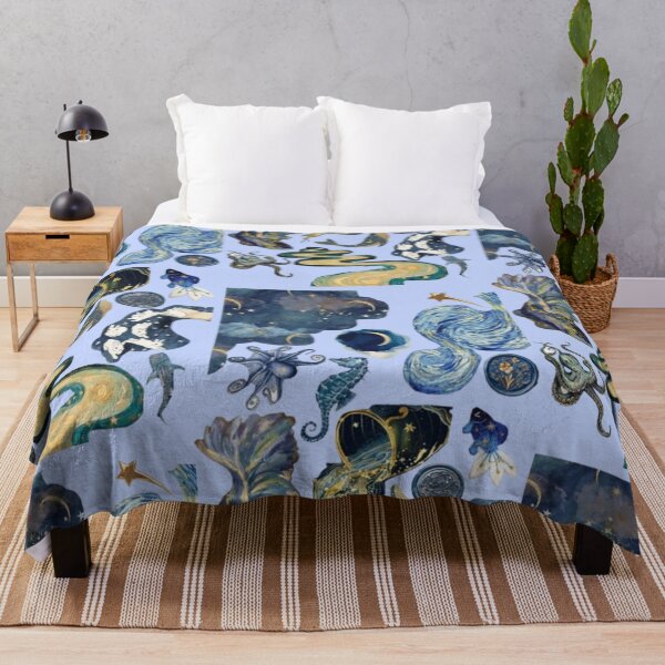 Item preview, Celestial Ocean Aesthetic Collage | Cosmic Sea Creatures Moon & Stars Design designed and sold by lilacWhim.