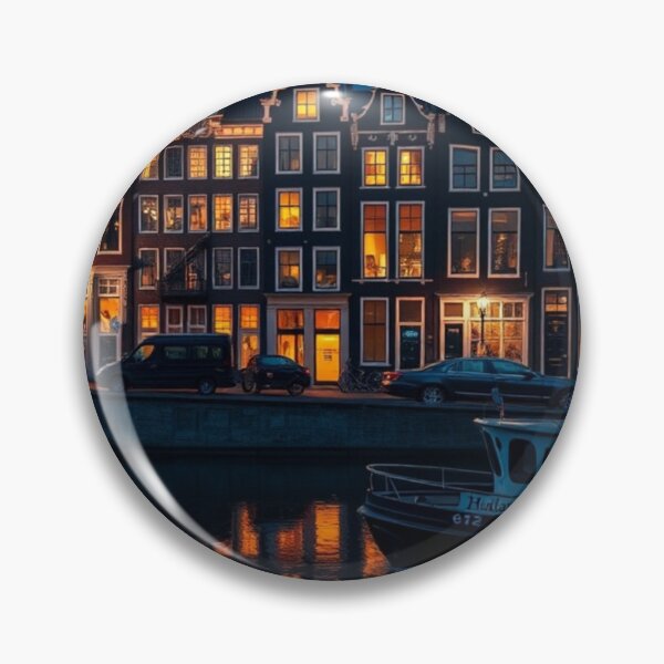 Item preview, Amsterdam Canal Houses Reflections at Night designed and sold by Vida e Arte.