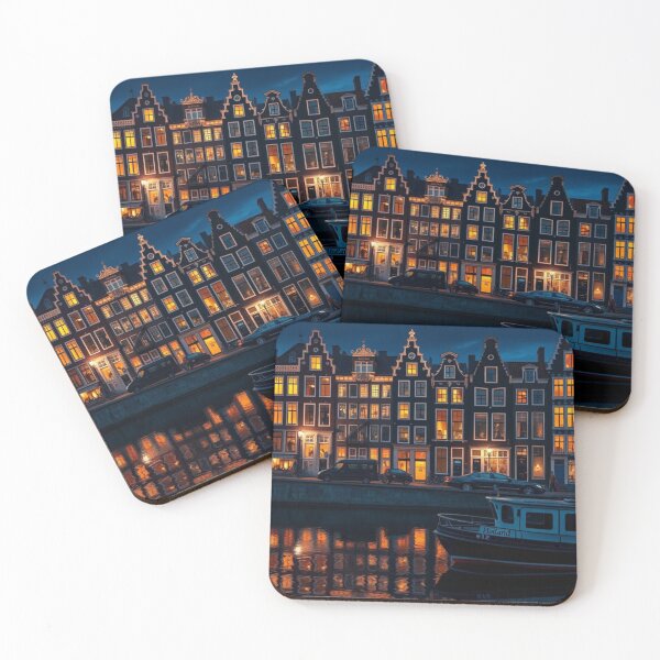 Item preview, Amsterdam Canal Houses Reflections at Night designed and sold by Vida e Arte.