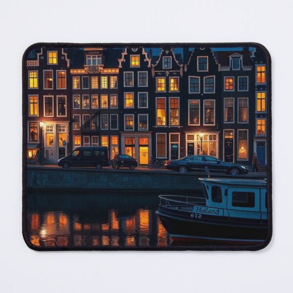 Item preview, Amsterdam Canal Houses Reflections at Night designed and sold by Vida e Arte.