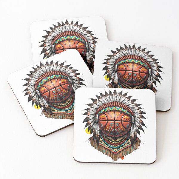Item preview, Boho Geometric Basketball – Feathered Headdress Style Illustration designed and sold by Dzblack.