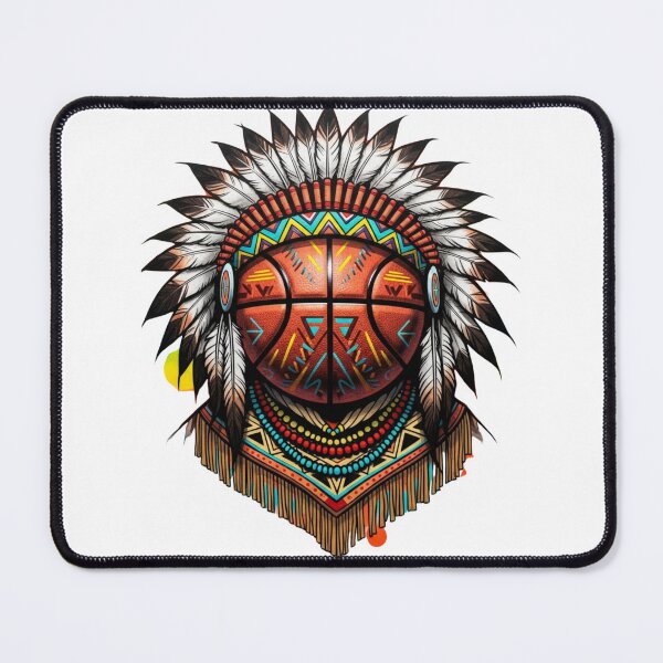 Item preview, Boho Geometric Basketball – Feathered Headdress Style Illustration designed and sold by Dzblack.