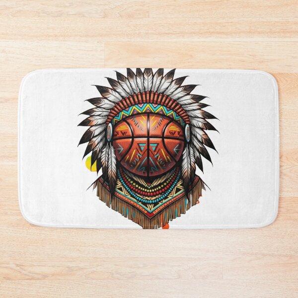 Item preview, Boho Geometric Basketball – Feathered Headdress Style Illustration designed and sold by Dzblack.