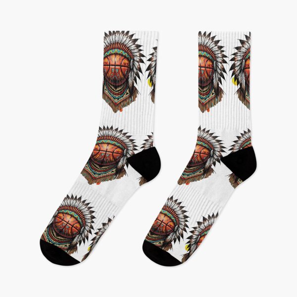 Item preview, Boho Geometric Basketball – Feathered Headdress Style Illustration designed and sold by Dzblack.