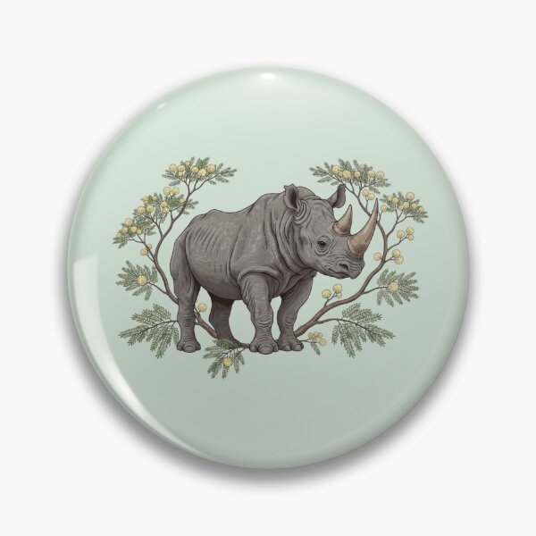 Item preview, Black Rhinoceros in a Botanical Savanna Style designed and sold by BirdsnStuff.