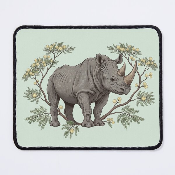 Item preview, Black Rhinoceros in a Botanical Savanna Style designed and sold by BirdsnStuff.