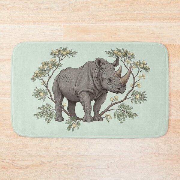 Item preview, Black Rhinoceros in a Botanical Savanna Style designed and sold by BirdsnStuff.