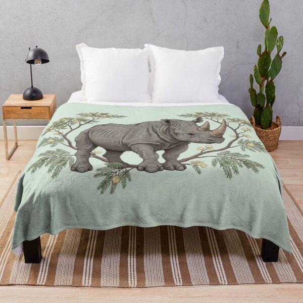 Item preview, Black Rhinoceros in a Botanical Savanna Style designed and sold by BirdsnStuff.