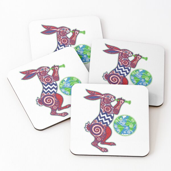 Item preview, Patterned Rabbit Playing Flute with Earth Globe   designed and sold by TeeARTHY.