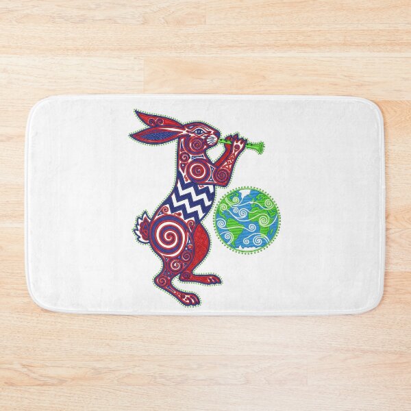Item preview, Patterned Rabbit Playing Flute with Earth Globe   designed and sold by TeeARTHY.