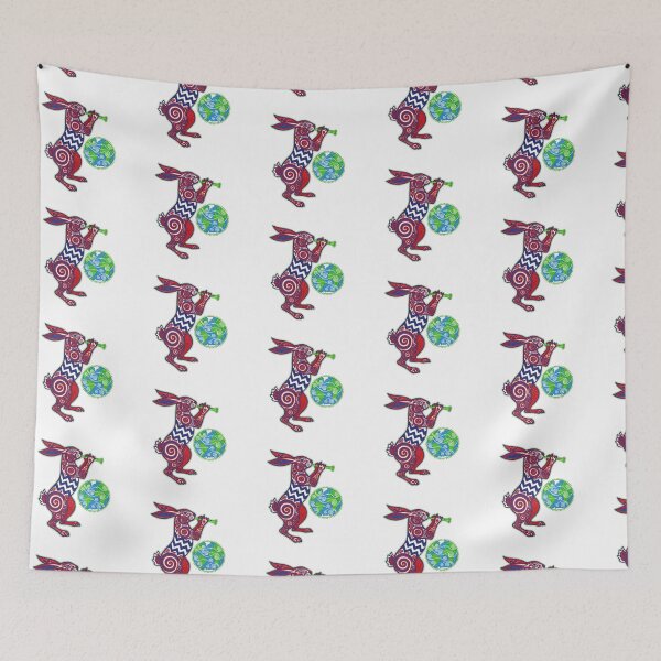 Item preview, Patterned Rabbit Playing Flute with Earth Globe   designed and sold by TeeARTHY.