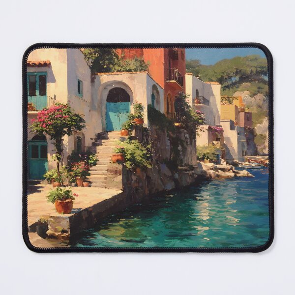 Item preview, Tranquil Ischia Waterfront with Bougainvillea designed and sold by daila70.