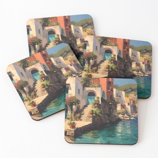 Item preview, Tranquil Ischia Waterfront with Bougainvillea designed and sold by daila70.