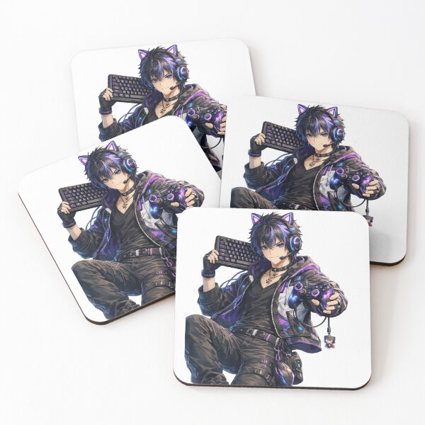 Item preview, Cyber Gamer Boy Anime – Neon Gaming Otaku Characte designed and sold by Pixel Ronin.