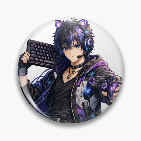 Item preview, Cyber Gamer Boy Anime – Neon Gaming Otaku Characte designed and sold by Pixel Ronin.