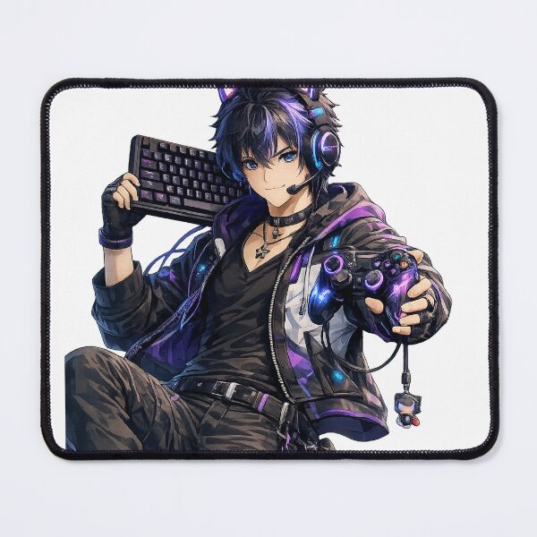Item preview, Cyber Gamer Boy Anime – Neon Gaming Otaku Characte designed and sold by Pixel Ronin.