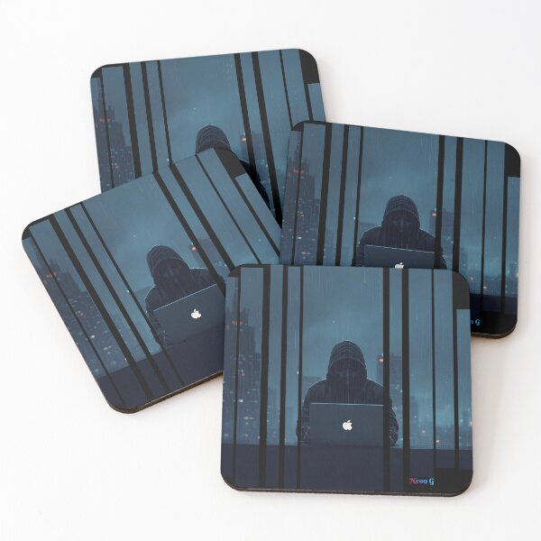 Item preview, Rebel hacker on rooftop under data rain 2 designed and sold by Neon G.