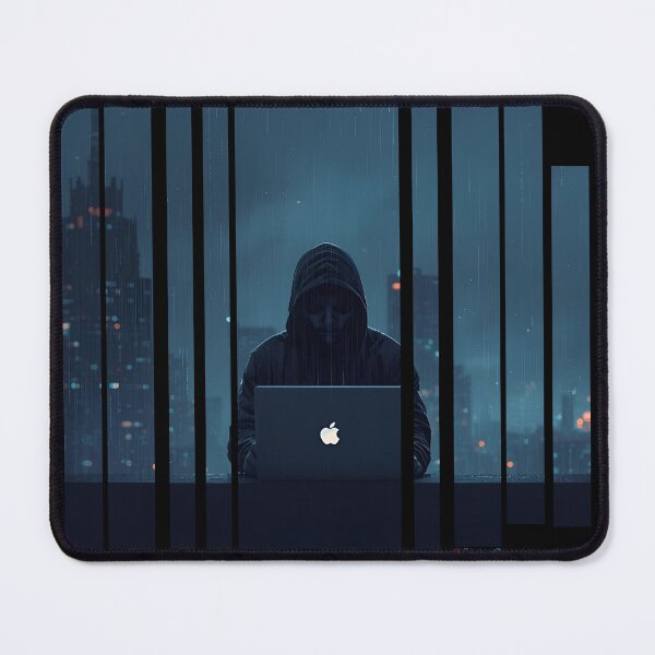 Item preview, Rebel hacker on rooftop under data rain 2 designed and sold by Neon G.