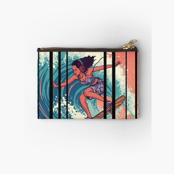 Item preview, Ride the Soundwave – skateboarder surfing on giant colorful wave with headphones on 9 designed and sold by Neon G.