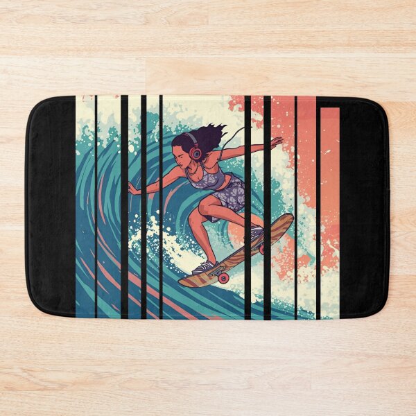 Item preview, Ride the Soundwave – skateboarder surfing on giant colorful wave with headphones on 9 designed and sold by Neon G.
