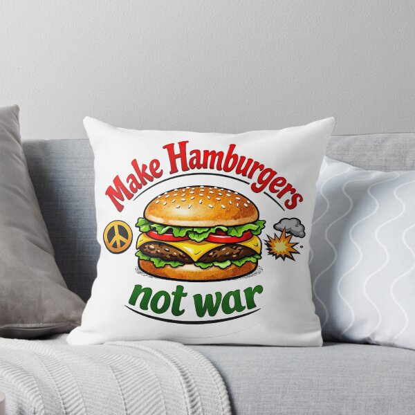Item preview, Make Hamburgers Not War – Funny Burger Peace Sticker designed and sold by PIXEL POP DESIGNS - Beyond the Norm!.