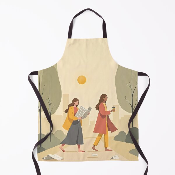 Item preview, Morning News - Two Women Walking in City Park Flat Vector Art designed and sold by WowDezign.