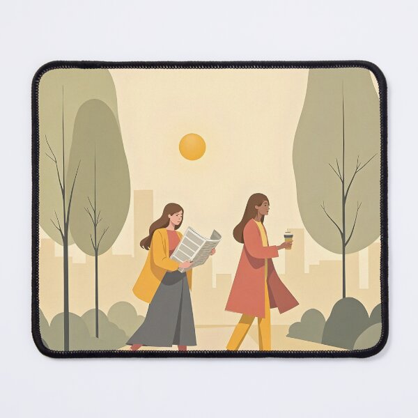 Item preview, Morning News - Two Women Walking in City Park Flat Vector Art designed and sold by WowDezign.