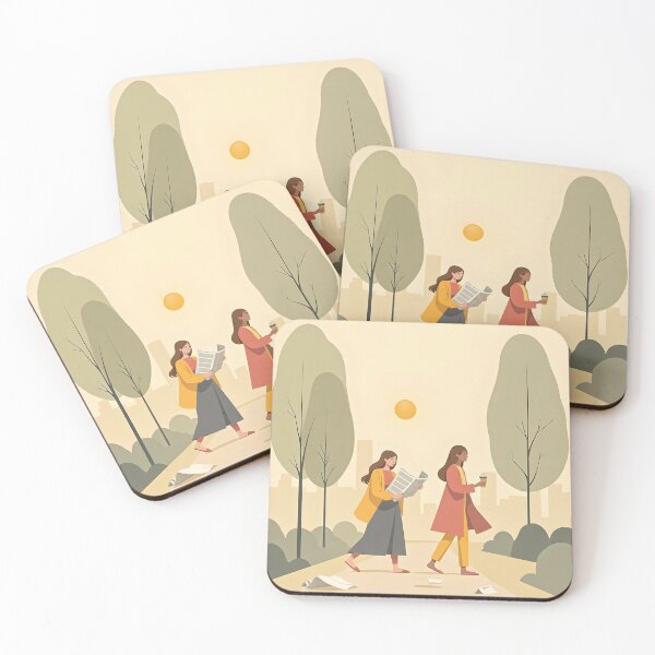 Item preview, Morning News - Two Women Walking in City Park Flat Vector Art designed and sold by WowDezign.