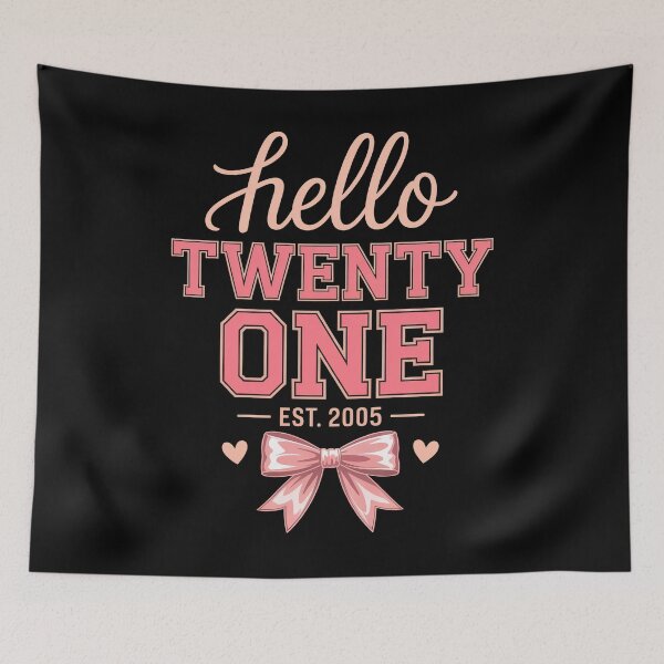 Item preview, Hello Twenty One Coquette Bow 21st Birthday Pink Varsity Aesthetic Birthday Girl designed and sold by AmazingViews.