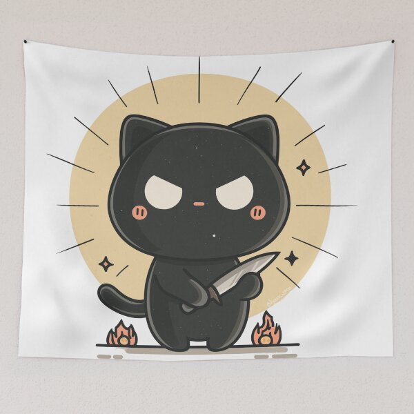 Item preview, Murderous Cat With Knife Suspicious Black Cat designed and sold by Region.